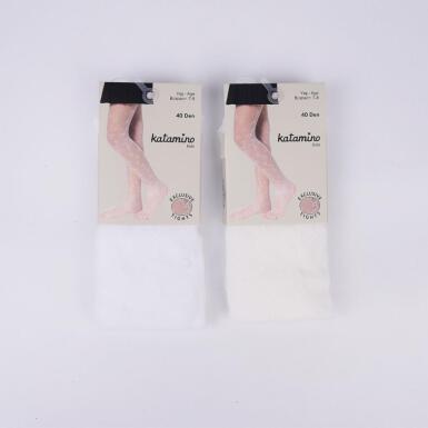 Toptan Alova İnce Desenli Kız Külotlu Çorap - 3