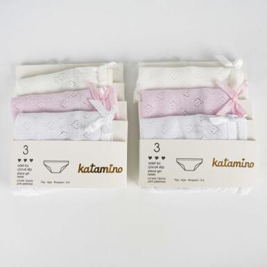 Toptan Amanda Kız Çocuk 3'lü Slip Çamaşır - KATAMİNO