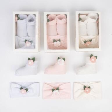 Toptan Amon Aks. Kız Bebek Bandana Patik Takım Çorap - KATAMİNO