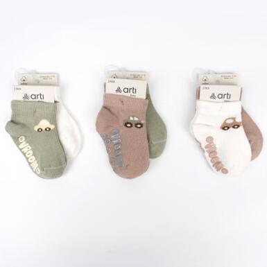 Toptan Barça Abs'li 2'li Erkek Bebek Patik Çorap - 1