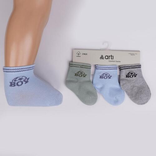 Toptan Cino 3'lü Erkek Bebek Soket Çorap - 1