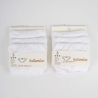 Toptan Classic Kız Çocuk 3'lü Slip Çamaşır - KATAMİNO