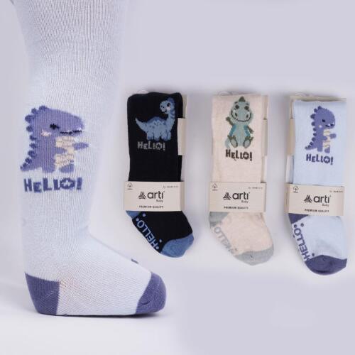 Toptan Dinesur Abs'li Erkek Bebek Külotlu Çorap - 2