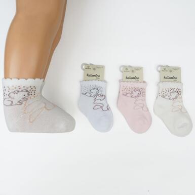 Toptan Elda Aks Kız Bebek Soket Çorap - KATAMİNO