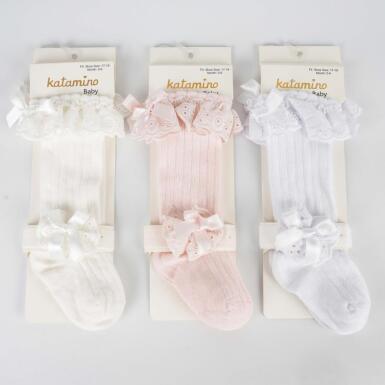 Toptan Ferdam Bandanalı Aksesuarlı Kız Çocuk Bebek Golf Çorap - KATAMİNO