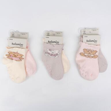 Toptan Heyyu 2'li Abs Kız Bebek Soket Çorap - KATAMİNO