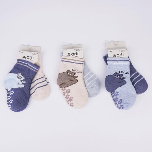 Toptan Kayhan Abs'li 2'li Erkek Bebek Soket Çorap - 1