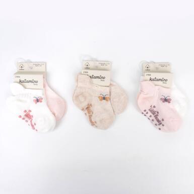 Toptan Keyfi 2'li Abs'li Kız Bebek Patik Çorap - KATAMİNO