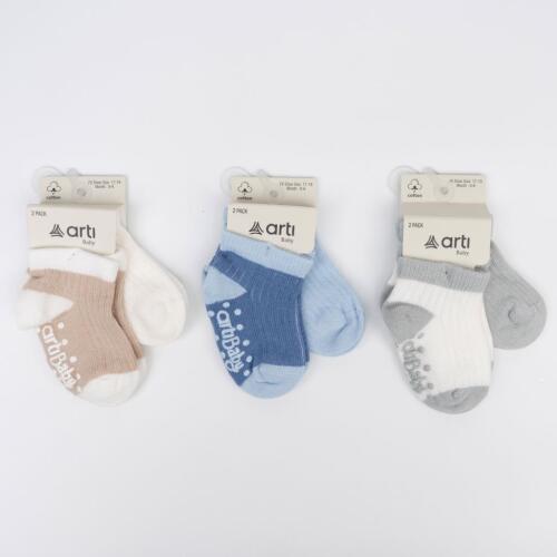 Toptan Konfeti Abs'li 2'li Erkek Bebek Patik Çorap - 1