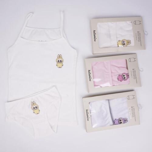 Toptan Kutiku Kız İp Askılı Atlet Slip Takım - 1