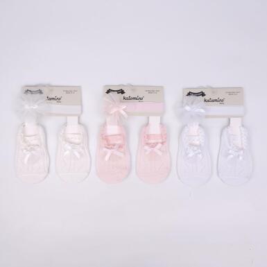 Toptan Miren Aks. Bandanalı Bebek Babet Çorap - KATAMİNO