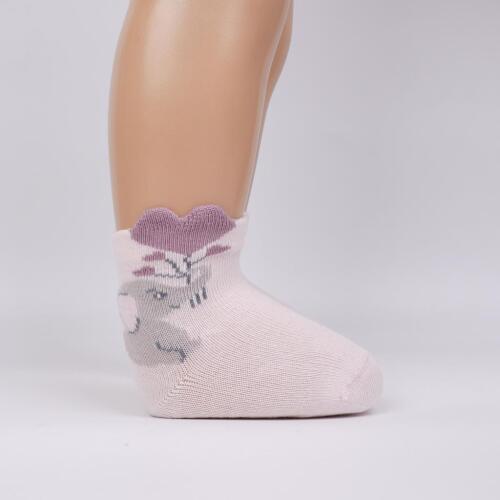 Toptan Mırmır 3'lü 3D Kız Bebek Soket Çorap - 3