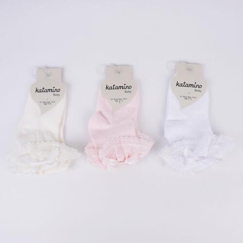 Toptan Misku Aks Kız Bebek Soket Çorap - 1