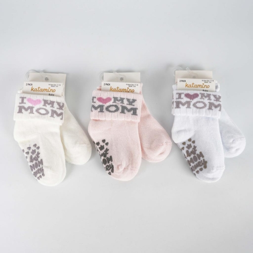 Toptan Mymom 2'li Kız Bebek Soket Çorap