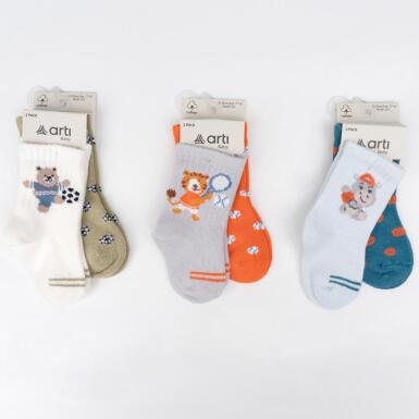 Toptan Ninno 2'li Erkek Bebek Soket Çorap - ARTI