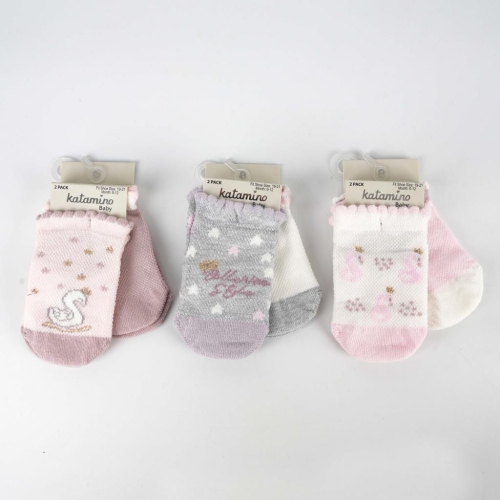 Toptan Nordia 2'li Kız Bebek Patik Çorap
