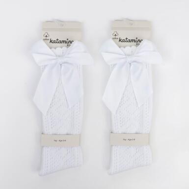 Toptan Palmiye Aks Kız File Golf Çorap - 3