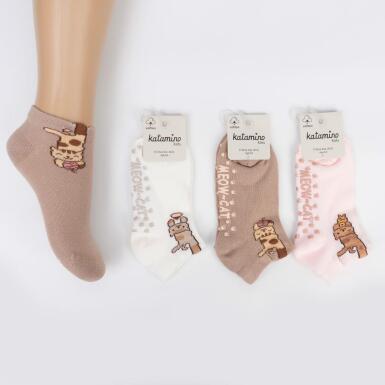 Toptan Papaya Abs'li Kız Patik Çorap - KATAMİNO