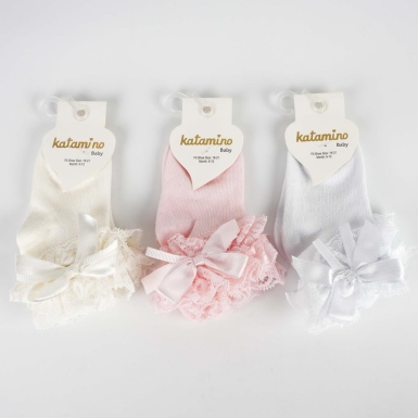 Toptan Parmelita Aksesuarlı Kız Bebek Soket Çorap - Thumbnail