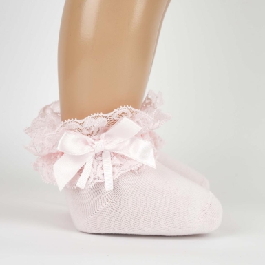 Toptan Parmelita Aksesuarlı Kız Bebek Soket Çorap - Thumbnail