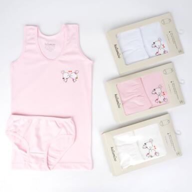 Toptan Pearly Kız Geniş Askılı Slip Takım - KATAMİNO