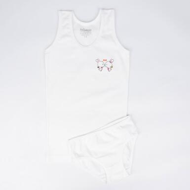 Toptan Pearly Kız Geniş Askılı Slip Takım - 5