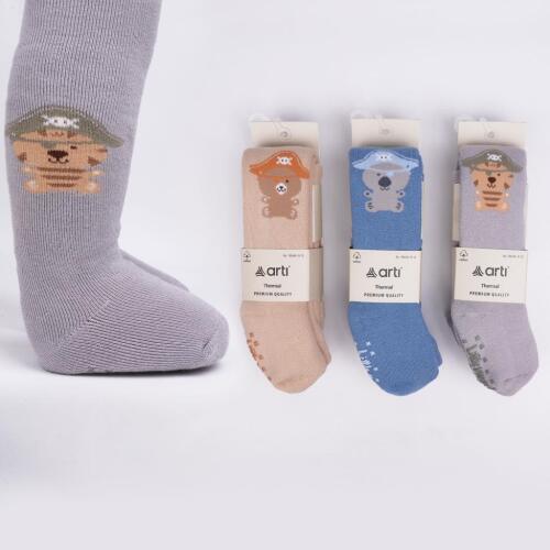 Toptan Pirate Abs'li Erkek Bebek Havlu Külotlu Çorap - 1