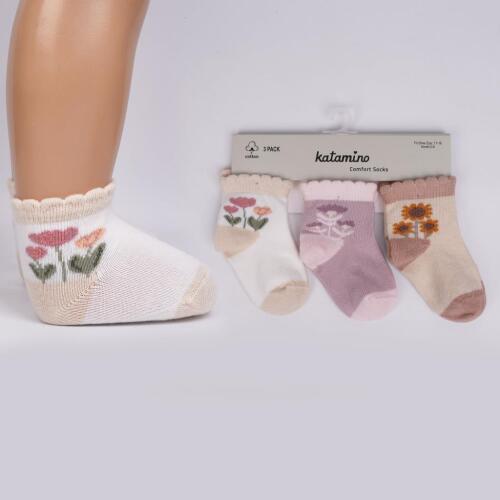 Toptan Pofidik 3'lü 3D Kız Bebek Soket Çorap - 1