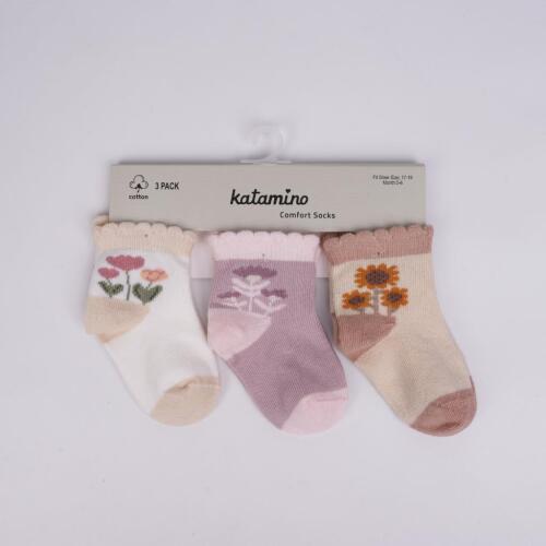 Toptan Pofidik 3'lü 3D Kız Bebek Soket Çorap - 2