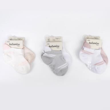 Toptan Sevin 2'li Abs'li Kız Bebek Patik Çorap - 1