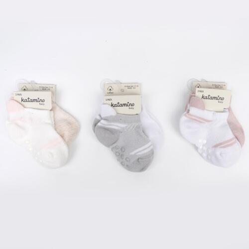 Toptan Sevin 2'li Abs'li Kız Bebek Patik Çorap - 1