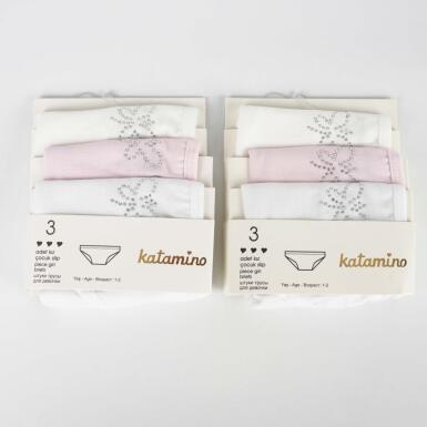 Toptan Sweety Taş Baskılı 3'lü Kız Slip Takıım - KATAMİNO