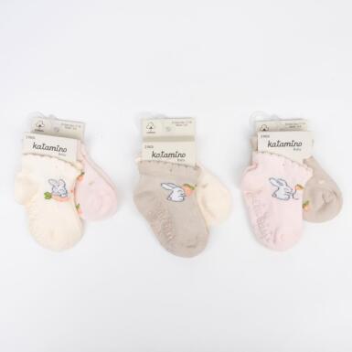 Toptan Tavşan 2'li Abs'li Kız Bebek Patik Çorap - KATAMİNO