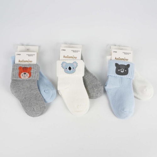 Toptan Tegida 2'li Erkek Bebek Soket Çorap