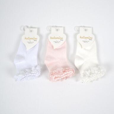 Toptan Teri Aksesuarlı Kız Bebek Soket Çorap - KATAMİNO