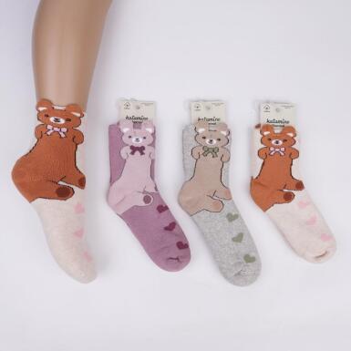 Toptan Yavru 3D'li Havlu Kız Soket Çorap - KATAMİNO