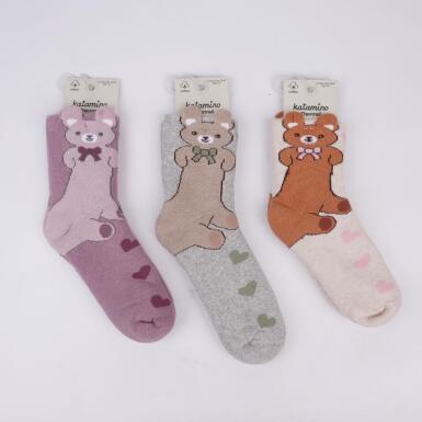 Toptan Yavru 3D'li Havlu Kız Soket Çorap - KATAMİNO (1)