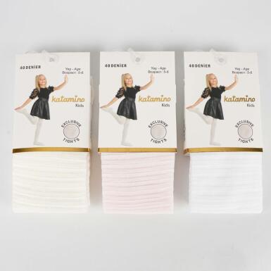 Toptan Yona İnce Desenli Kız Külotlu Çorap - KATAMİNO (1)